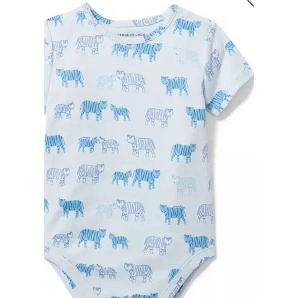 Janie and Jack Baby Short Sleeve Bodysuit, Light Blue W Tiger Pattern, Size 3-6M - Picture 6 of 6